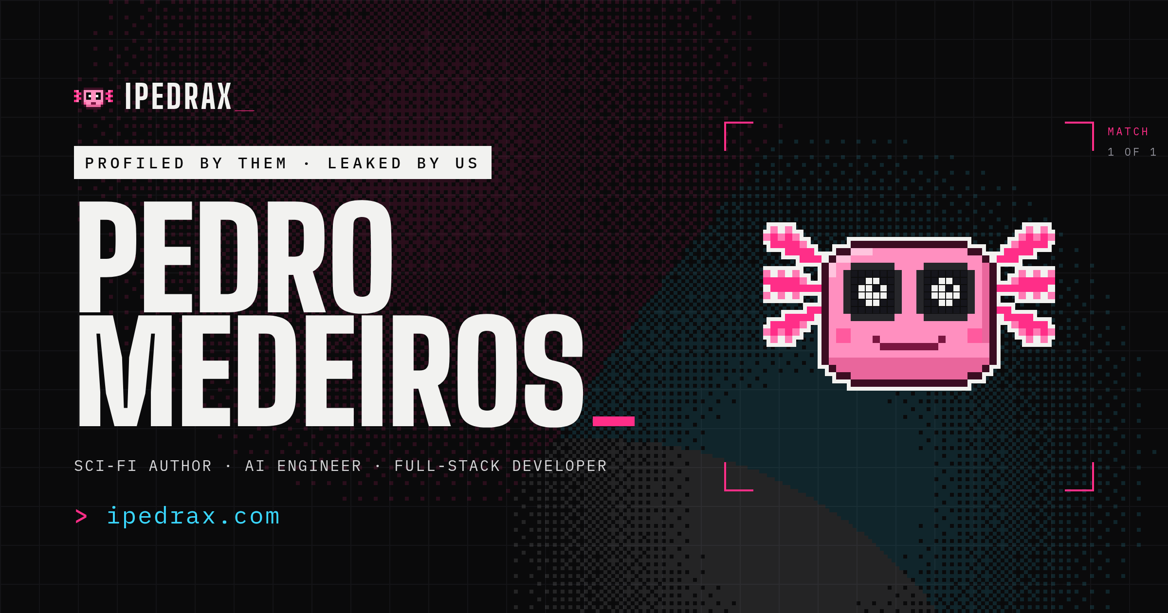 Pedro Medeiros (IPedrax): sci-fi author, AI engineer, full-stack developer. Profiled by them, leaked by us.